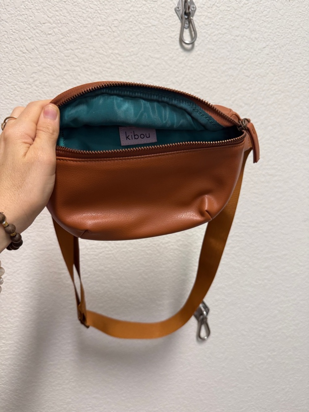 Kibou Tan Leather mini Crossbody Bag